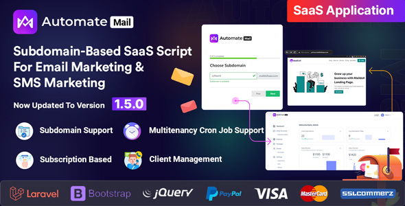 AutomateMail - Subdomain-Based SaaS Script For Email Marketing & SMS Marketing (Multitenancy)