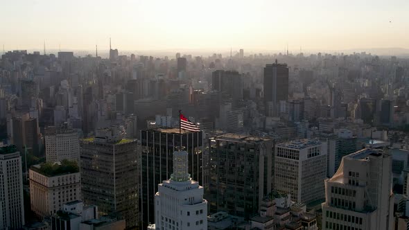 Metropolis panoramic cityscape of downtown Sao Paulo, Brazil.