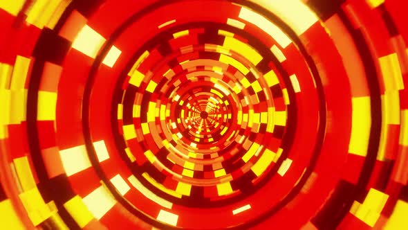 Round Circled Red Hot And Yellow Tunnel Vj Loop HD