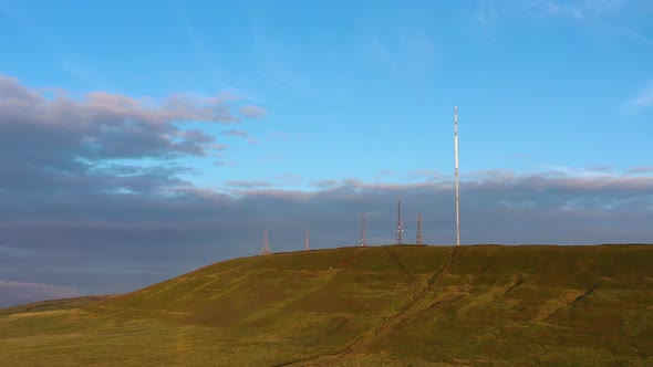 Aerial view of Winter Hill in Bolton, England