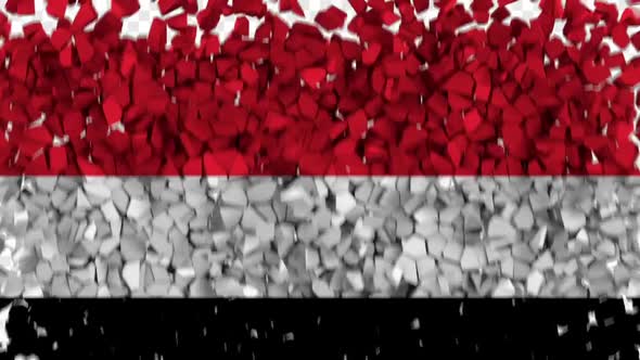 Yemen Flag Breaking Rocks Transition