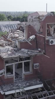 Vertical Video of a Residential Building Destroyed By the War in Ukraine