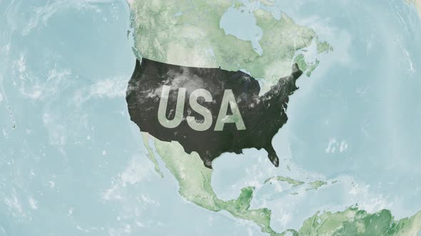 4K Globe Map of USA with a Label (Highlighted)