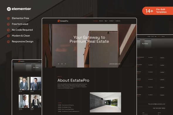 EstatePro – Modern Real Estate & Property Elementor Template Kits – 0 Sold!