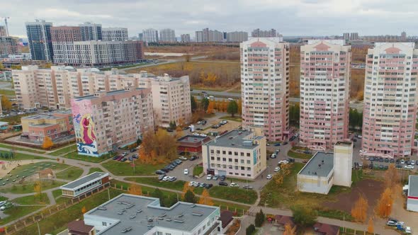 Multistory Apartment Buildings Kindergarten and School