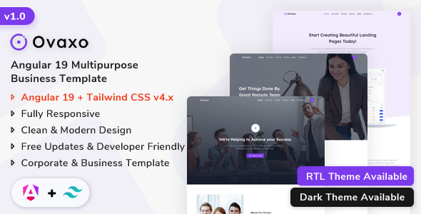 Ovaxo – Angular 19 Multipurpose Landing Template – 0 Sold!