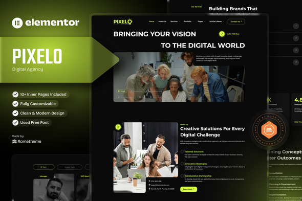 Pixelo – Digital Agency Elementor Template Kit – 0 Sold!