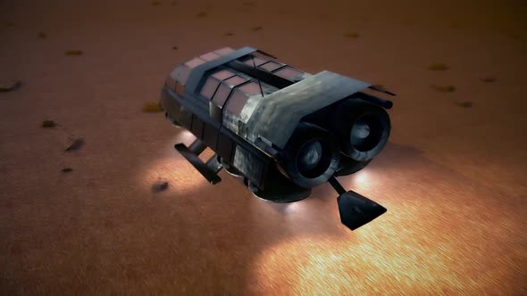 Futuristic Flying Transport Shuttle Flying In Mars Surface Hd