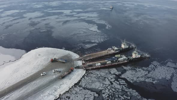 Unloading Ferries on the Shore