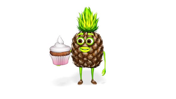Pineapple Shows Cupcake Loop on White Background