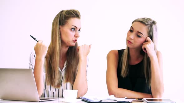 Blonde Business Woman Working at Modern Office