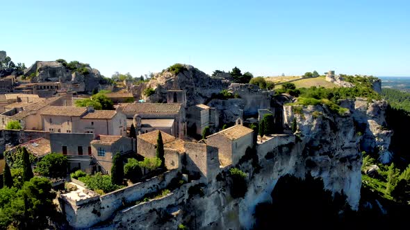 Les Baux De Provence Village on the Rock Formation and Its Castle