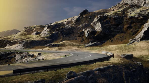 Rural Landscape with Abandoned Road at the Atlantic Coast of Scotland