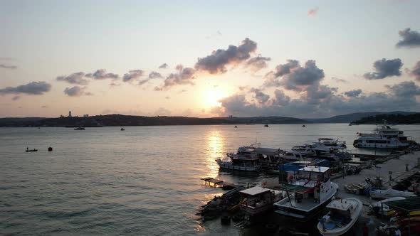 Drone View Ships Standing Marina