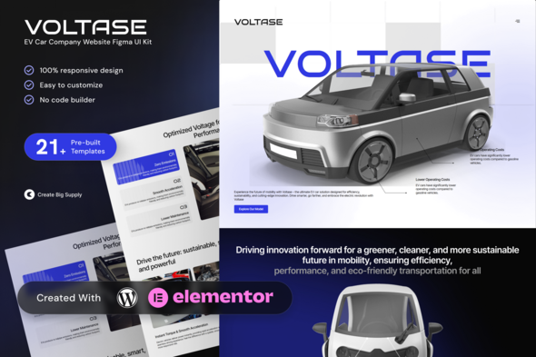 Voltase – EV Car Company Elementor Template Kit – 0 Sold!