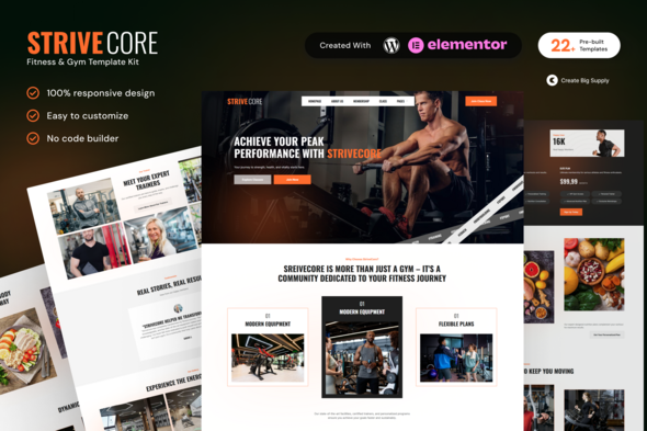 StriveCore - Fitness & Gym Elementor Template Kit