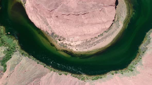 Aerial View of Beautiful Horseshoe Bend on Sunny Afternoon Page Arizona