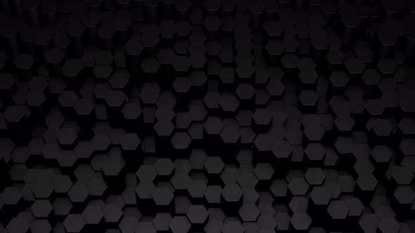 Abstract Dark Monochrome Hexagon Tube Oscillating Background Loop