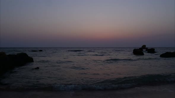 Timelapse, Beautiful Sunrise Over the Sea, View From the Beach