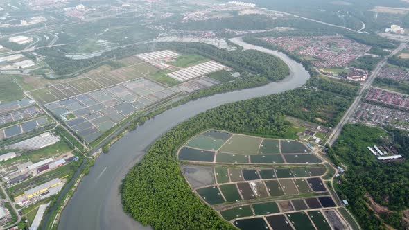 Aerial view fishing boat back home