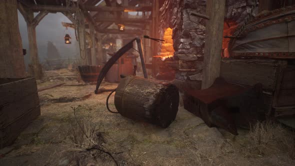 View of Blacksmithing Tools in the Forge