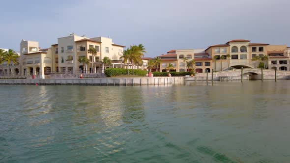 Beautiful buildings that are around the marina of cap cana