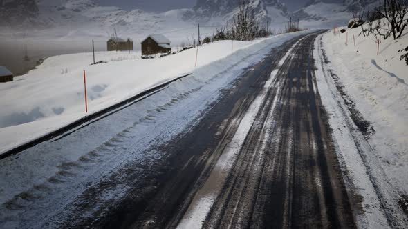 Winter Road on Lofoten Islands