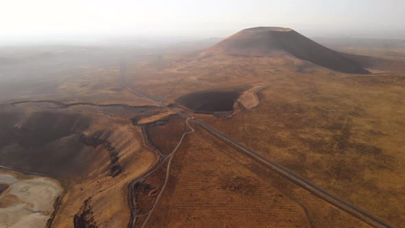 Mars Rover Exploring a Volcanic Crater on Red Planet