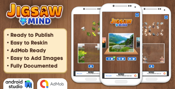 Jigsaw Mind - Jigsaw Puzzle Game Android Studio Project with AdMob Ads + Ready to Publish