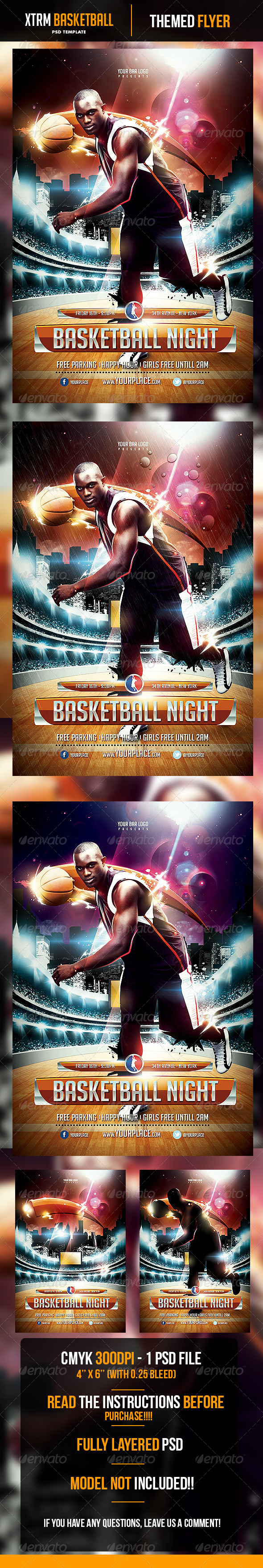 XTRM Basketball Night Flyer Template