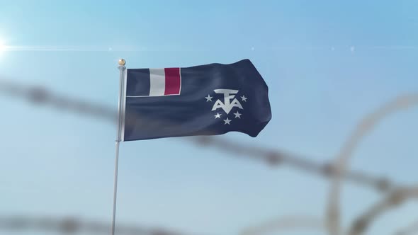 French Southern And Antarctic Lands  Flag Behind Border alt