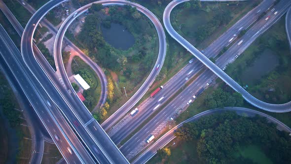4K : Aerial time lapse in motion drone shot of freeway and interstate traffic alt