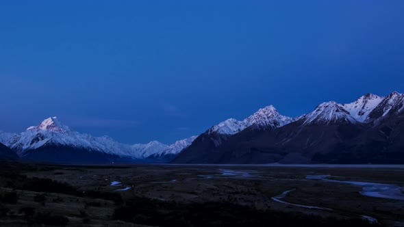 Mount Cook New Zealand nightfall timelapse