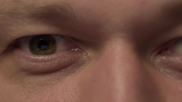 Closeup of Male Eye Monitor Reflection Camera Movement