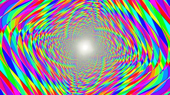 Mind Melting Rainbow Psychedelic Acid Trip Optical Illusion Tunnel - 4K