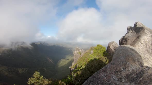The summit of the Pinnacles, Coromandel, New Zealand. Panement left, wide angle