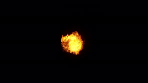 Super Slow Motion Shot of Fireball Explosion Towards the Camera Isolated on Black at 1000Fps