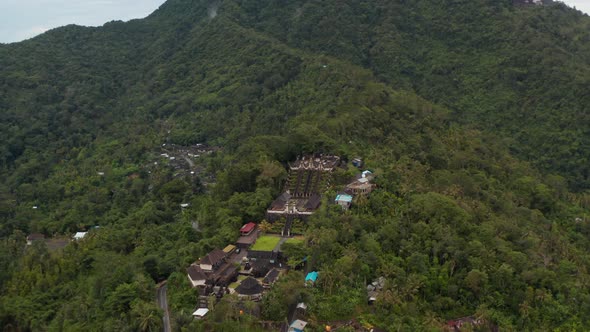 Aerial View of a Mountain Temple in Bali