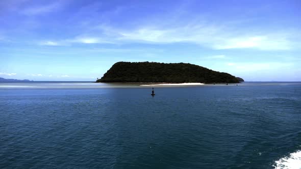 Looking at the sea, island and sky from the sea. (Slow motion - Angle 011)