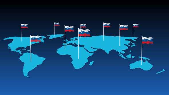 Slovenia National Flag Fly On Earth Map Animation