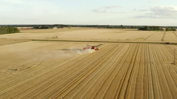 combine harvester drone aerial crops