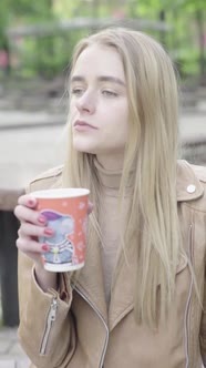 Vertical Video of a Young Skinny Girl in the Park