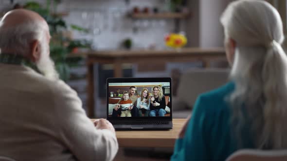 Aged Couple During Internet Video Connection