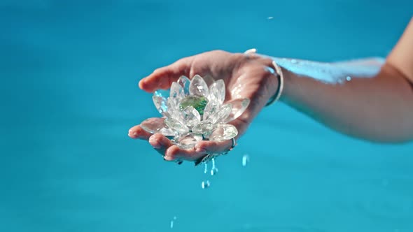 Woman Holding Fragile Lotus Flower