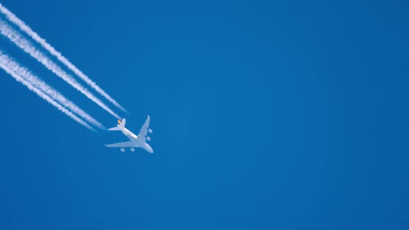 Plane Trail in the Blue Sky