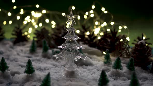 Crystal Christmas Tree in the Snow Among the