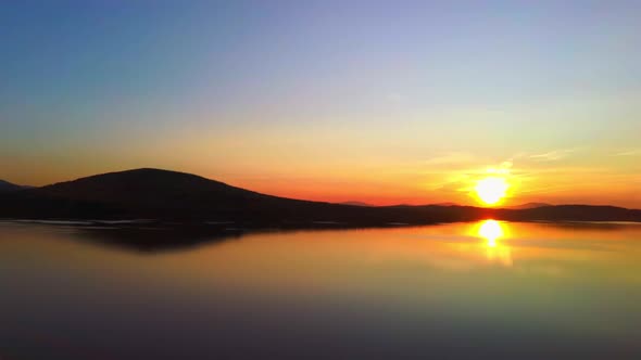 Aerial Video of Beautiful Mountain Lake on a Frosty Autumn Morning