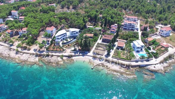 Flying over a peaceful Dalmatian tourist resort