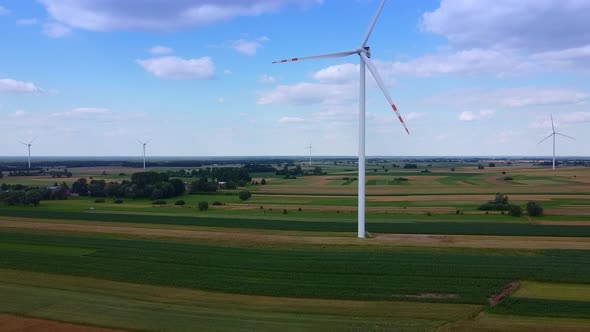 Arrays of Large Turbines From a Drone in Summer