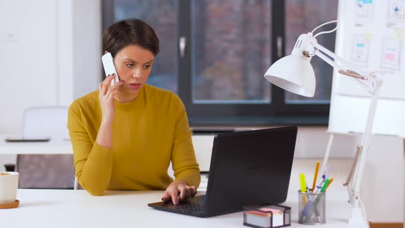 Businesswoman Calling on Smartphone at Office 10